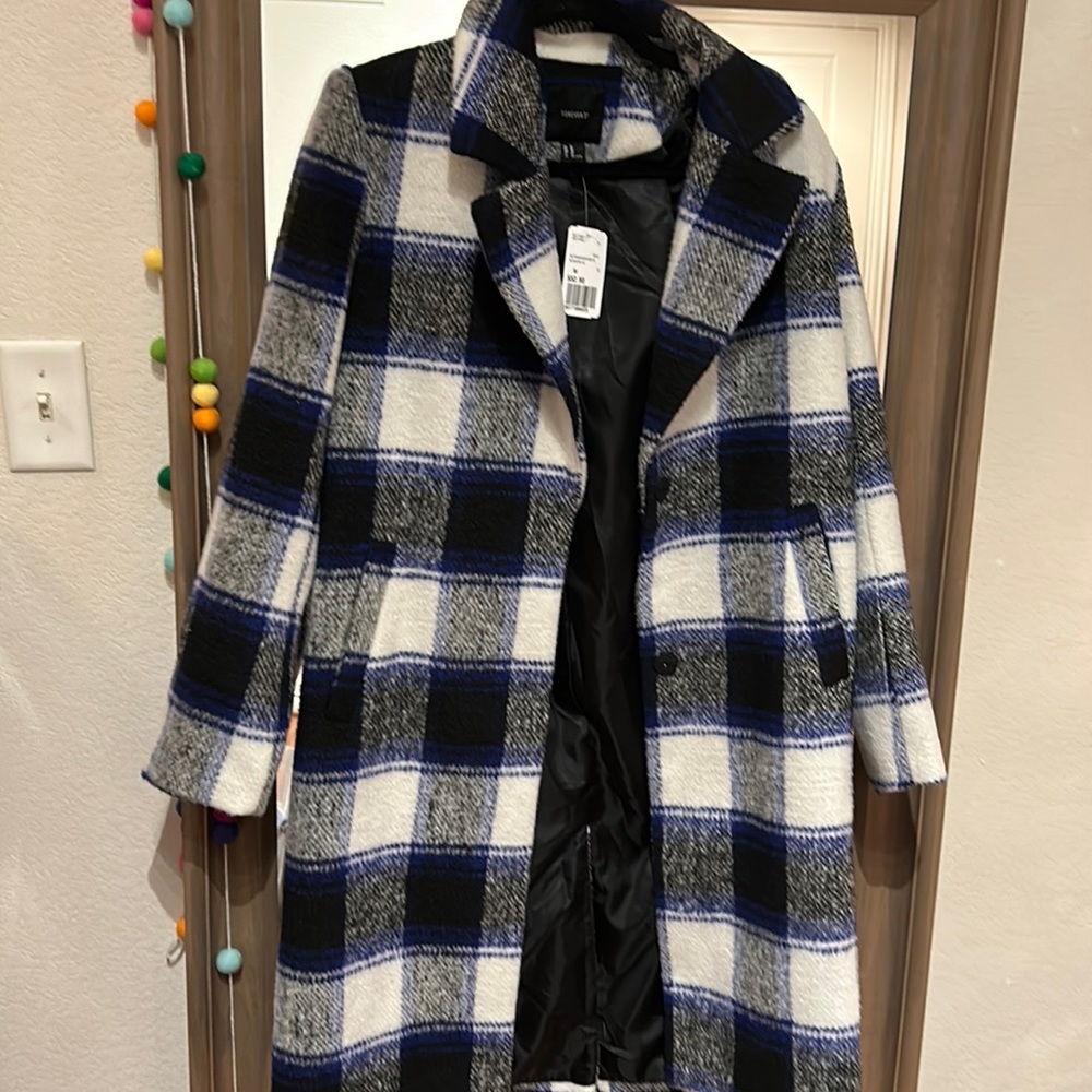 NWT Forever 21 Long Plaid Coat